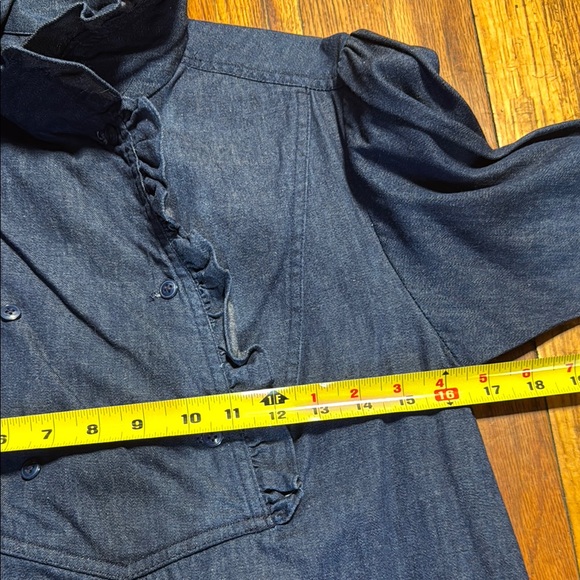 JAG VTG Women's Cottagecore Dark Wash Denim Skirt Blouse Set Talon Zipper Size 6 - Picture 6 of 16